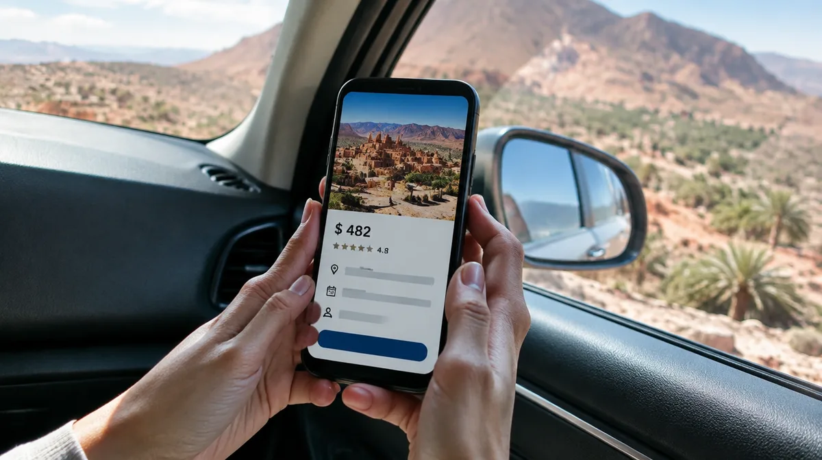Prix d'un covoiturage au Maroc affiché sur smartphone